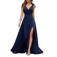 thumbnail image 2 of NTACZA Womens Summer Dresses Sleeveless Formal Maxi Wedding Guest Dresses V-Neck Dressy Slit Blue L, 2 of 7