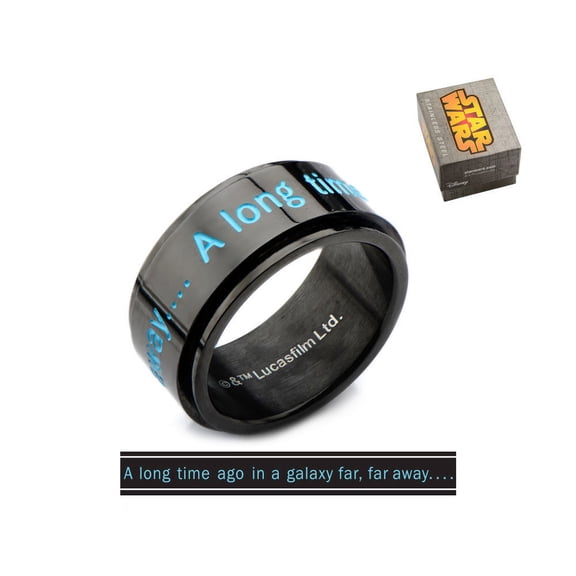 Disney Stainless Steel A long time ago" Black IP Spinner Ring
