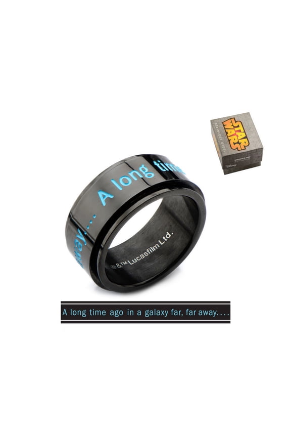 Disney Stainless Steel A long time ago" Black IP Spinner Ring