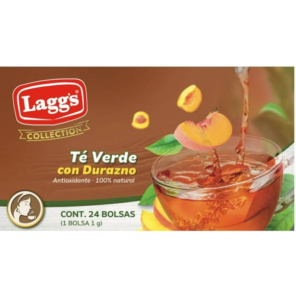 Té verde Laggs collection con durazno 24 bolsas de 1 g c/u