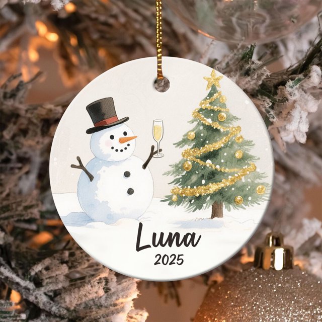 CREATITOY Ceramic Christmas Snowman Hanging Ornament - Festive Decor for Christmas Tree BranchesMantel Home Holiday Accent