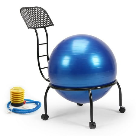 Fitness Ball Frame Chair Live Up Balance Ball posture Chair Exercise Fitness 20.3 Inch Yoga Ball Chair Metal Frame With Wheels for Home and Office ()