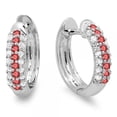 thumbnail image 1 of Dazzlingrock Collection 10K Round Ruby & White Diamond Pave Set Huggies Hoop Earrings, White Gold, 1 of 1