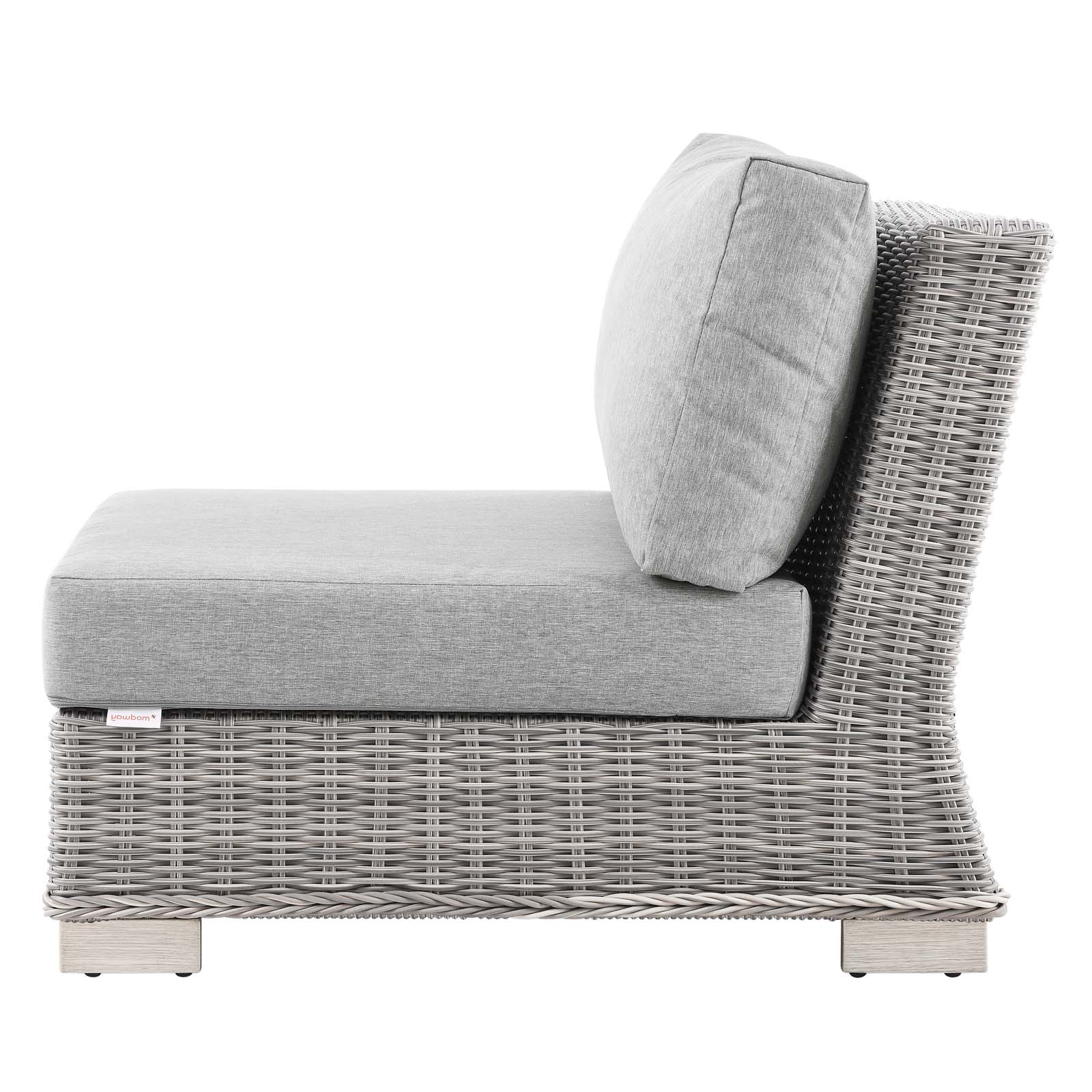 Lounge Sectional Sofa Chair Table Set, Rattan, Wicker, Grey Gray, Modern Contemporary Urban Design, Outdoor Patio Balcony Cafe Bistro Garden Furniture Hotel Hospitality - image 4 of 10