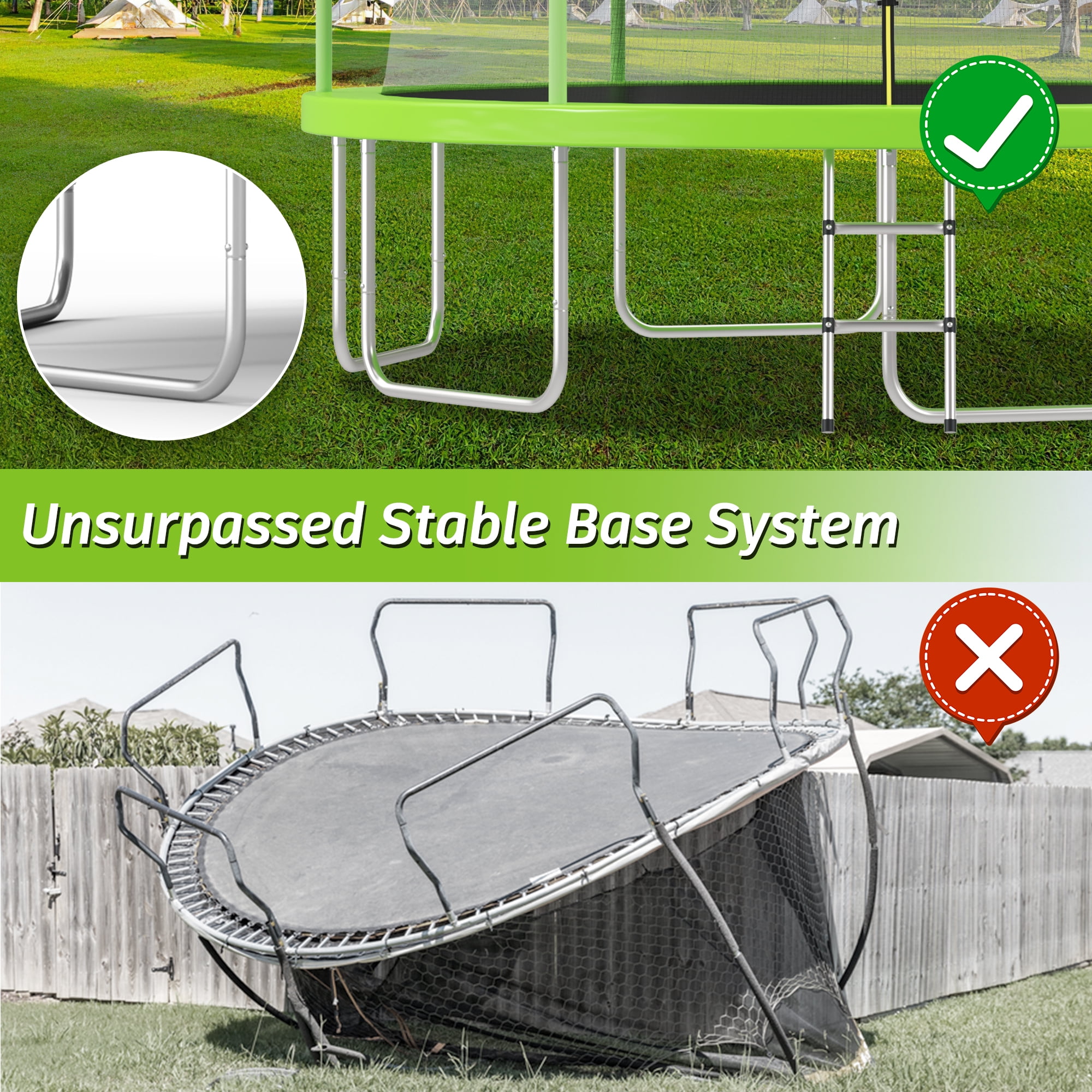 EUROCO 16FT Trampoline for Kids and Adults, Outdoor Large Trampoline with Enclosure Net, 1500LBS Heavy-Duty Round Tranpoline