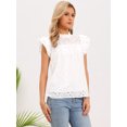 thumbnail image 4 of DARING DIVA Women's Summer Eyelet Tops Casual Cap Sleeve Ruffle Cotton Blouse XS White, 4 of 6