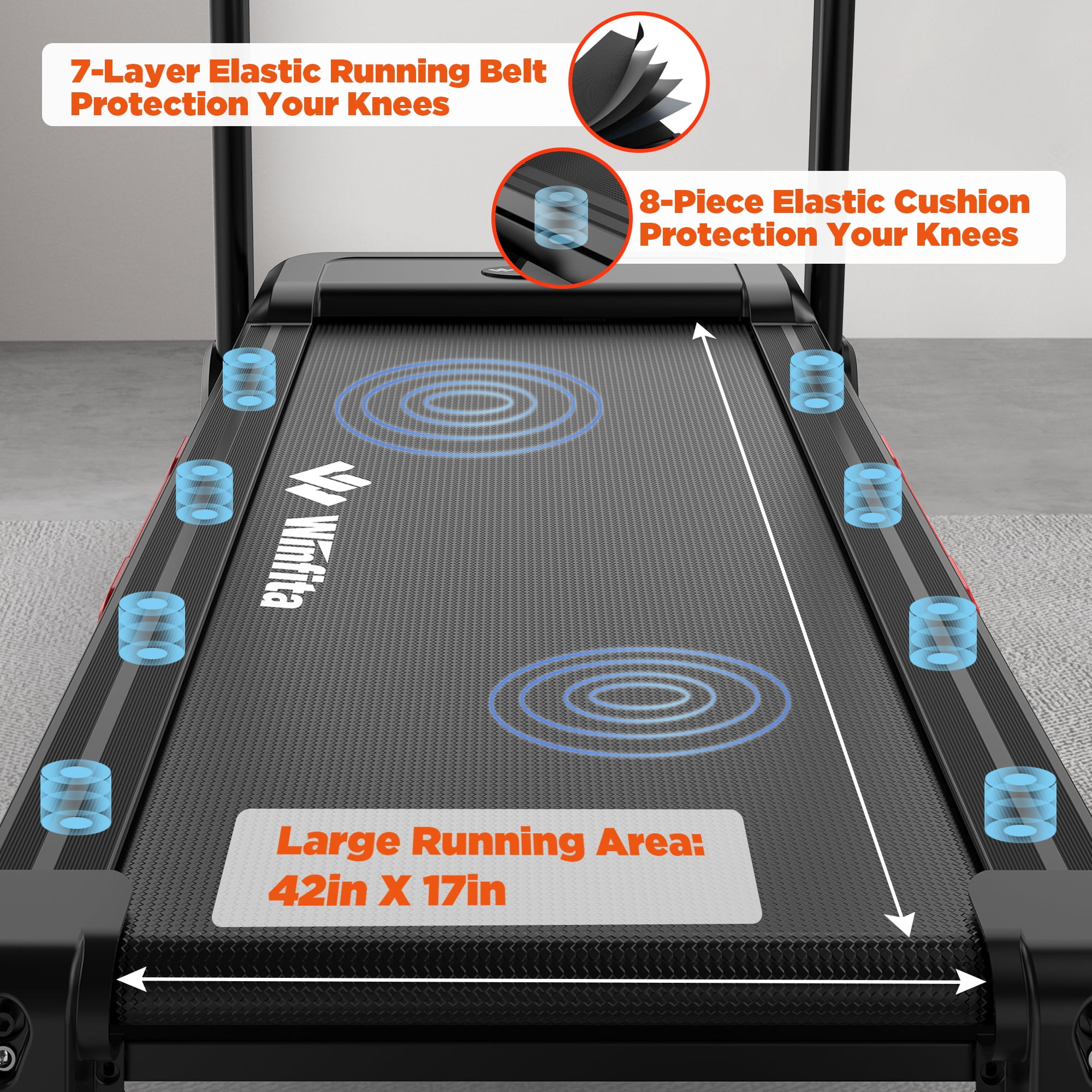 Treadmill with Auto Incline, 17" Incline Treadmill for Home, Compact, Foldable, 300lb Capacity, Shock Absorption, 12% Incline Automatic, 0.6-8MPH, 3.5HP, Pulse Sensor, Bluetooth App Running Treadmill