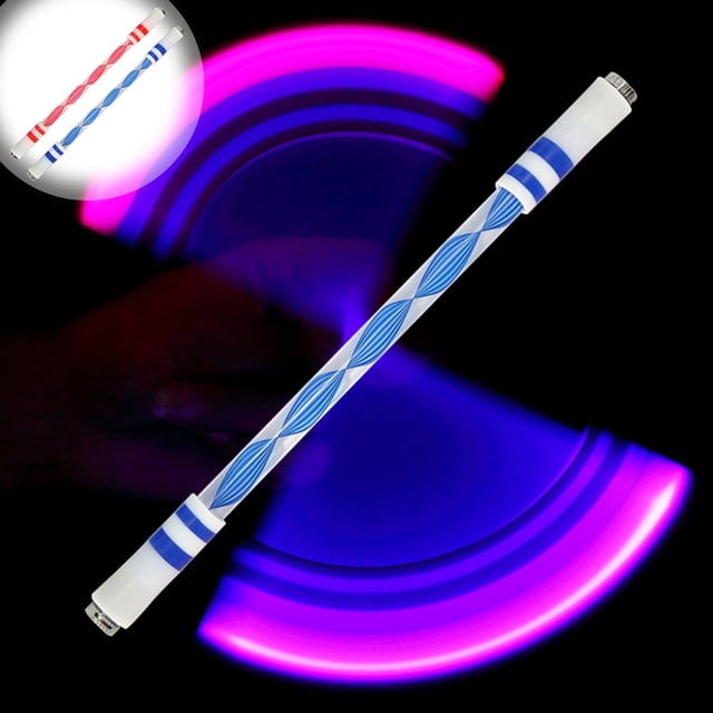 Luminous Spinning Pen Toy | Transparent LED Flashing Fidget Pen for Stress Relief | Colorful Light-Up Rotating Non-Writing Finger Toy | Durable Plastic | 8.7in | 1 Pen + 1 Storage Tube