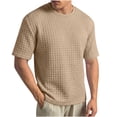 thumbnail image 3 of UVEASISHA Short Sleeve Tee Shirts for Men Solid Color Textured T-Shirt Summer Casual Loose Crewneck Pullover Cozy Base Layer Tshirt Khaki L, 3 of 8