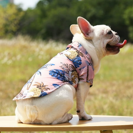 CASAFUN Stylish Pet Summer T-Shirts Hawaiian Style Floral Printed Dog Shirt Breathable Cool Clothes Beach Seaside Puppy Shirt Sweatshirt for Small Puppy