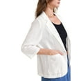 thumbnail image 4 of BLAZER CASUAL DE MUJER CON SOLAPA Y UN BOTÓN, TRES CUARTOS DE MANGA A RAYAS, L BLANCO, 4 of 6