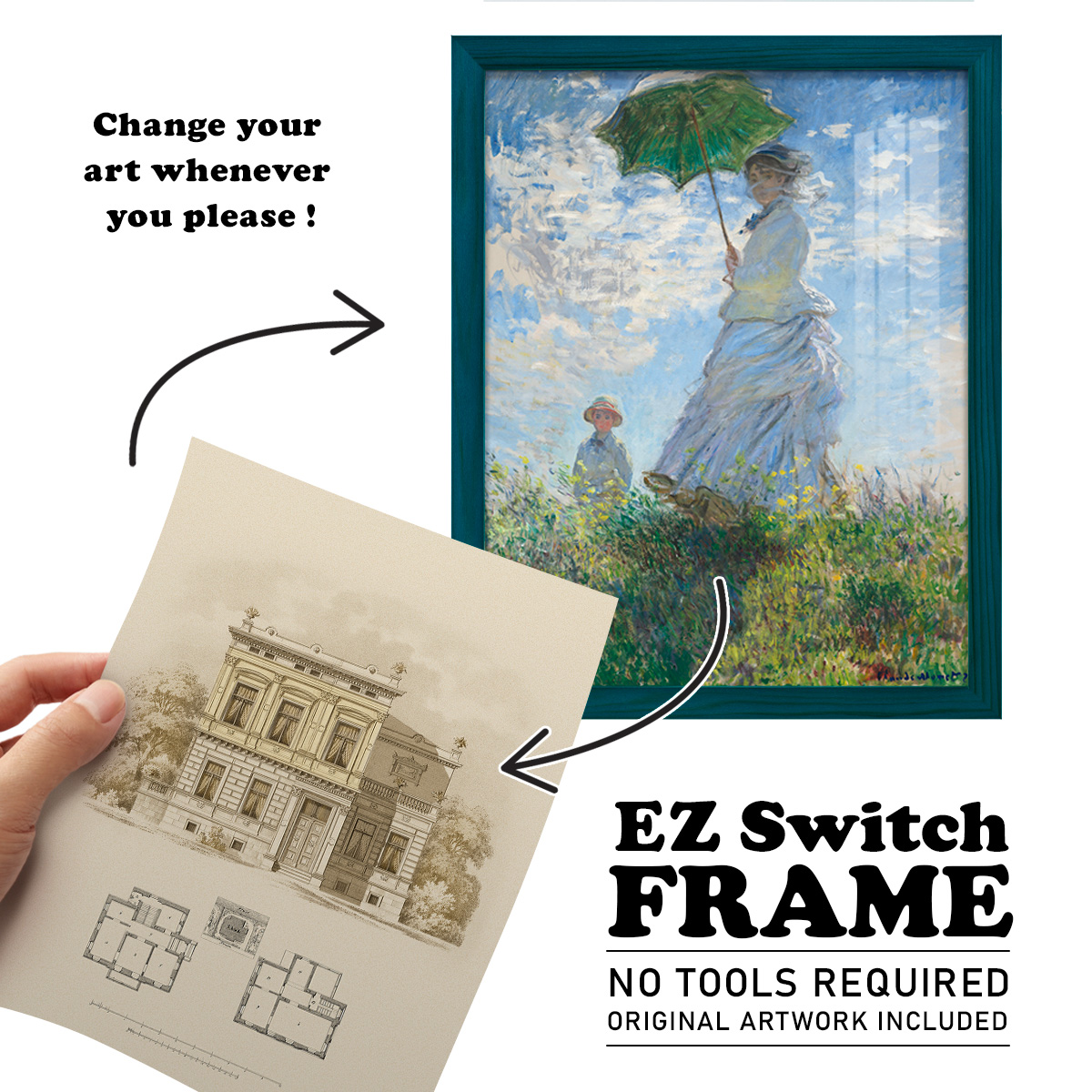 Estate and Plan III -Framed Print w/glass-Ocean Blue