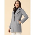 thumbnail image 2 of Abrigo De Botones Con Cuello Chal Con Muescas Para Mujer Abrigo De Invierno Largo De Un Solo Pecho Con Bolsillos Gris L, 2 of 6