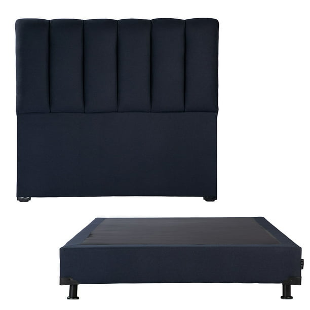 Base Cama Queen Size Dicasa Cabecera Kami Azul Marino