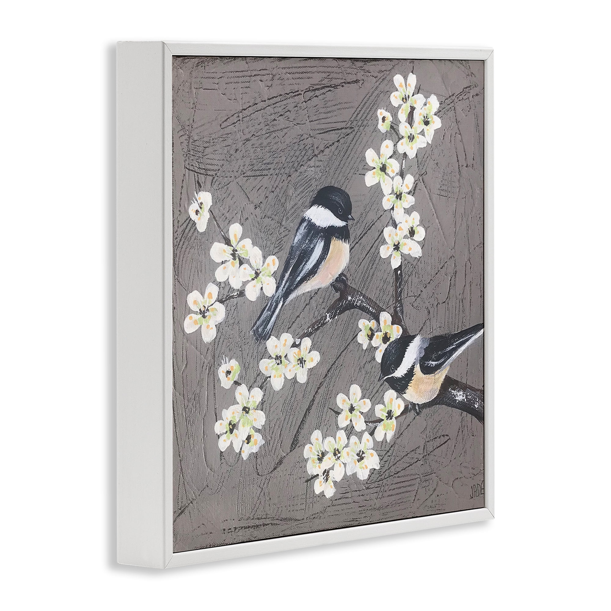 Stupell Industries Birds & Apple Blossoms Animals & Insects Painting White Framed Art Print Wall Art, 12 x 12