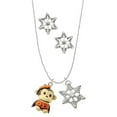 thumbnail image 1 of Delight Jewelry Resin Monkey in Pumpkin Costume Silver tone Snowflake Charm Necklace and Stud Earrings, 1 of 4