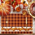 thumbnail image 2 of Fall Placemats Set of 6 Autumn Maple Leaves Pumpkin Place Mats Thanksgiving Placemat Orange Buffalo Plaid Table Mats for Dining Kitchen Table Holiday Dinner Party Home Fall Decorations 13x19 Inch, 2 of 8