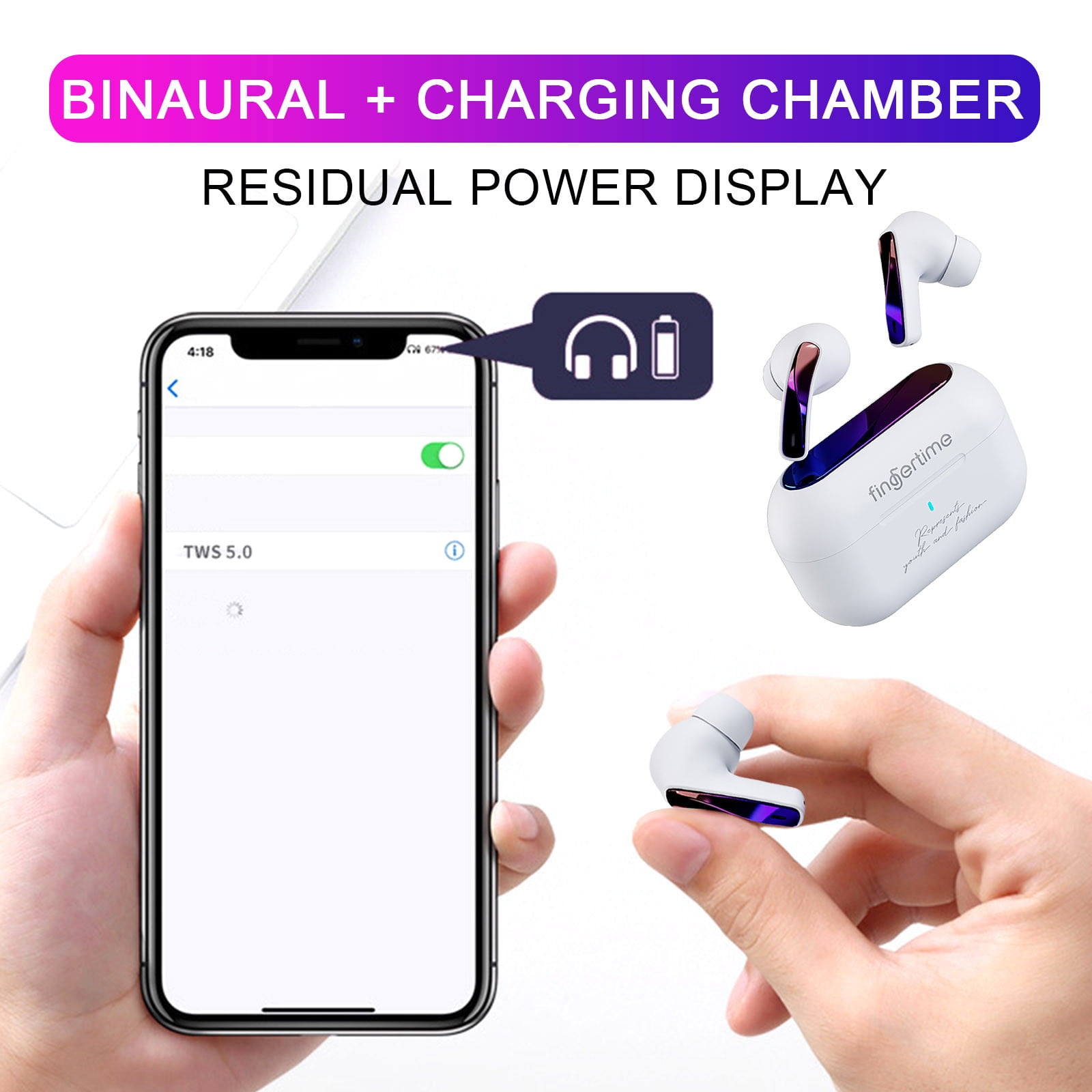 Go Air Pop True Wireless Bluetooth Earbuds & Charging Case - Black, Dual Connect, IPX4 Sweat Resistance, Bluetooth 5 Connection, 3 EQ Sound Settings Signature, Balanced, Bass Boost