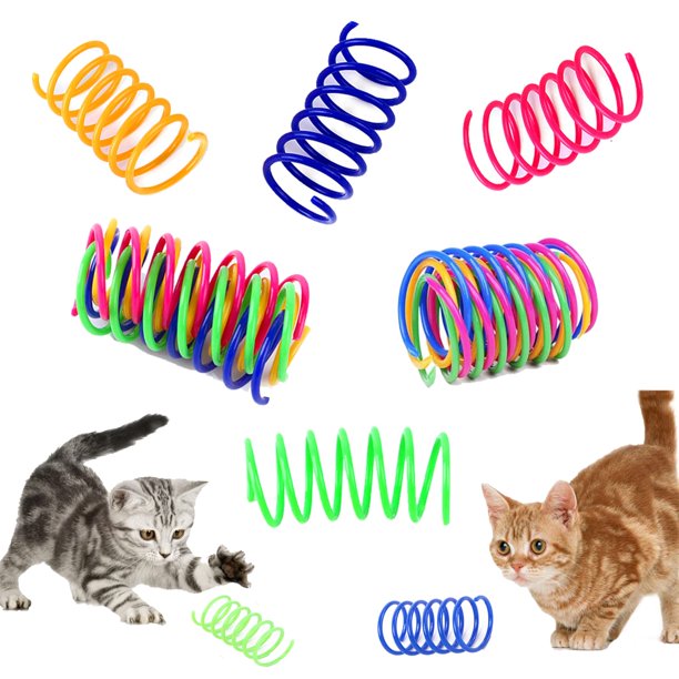 12 piezas de juguetes de resortes coloridos para gatos, juguetes creativos para gatos para gatitos, juguetes interactivos de plástico pesado duraderos sin BPA oso de fresa Hogar