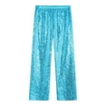 thumbnail image 5 of HULIJA Kids Girls Sequin Modern Jazz Dance Pants Disco Party Flared Trousers Wide Leg Bell Bottoms Light Blue 8, 5 of 7