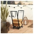 thumbnail image 2 of Firewood Rack 31 Inch with Casters - Metal Log Holder & Kindling Rack - Heavy Duty Indoor Outdoor Firewood Organizer - Black Steel Wood Storage Black + Metal, 2 of 9