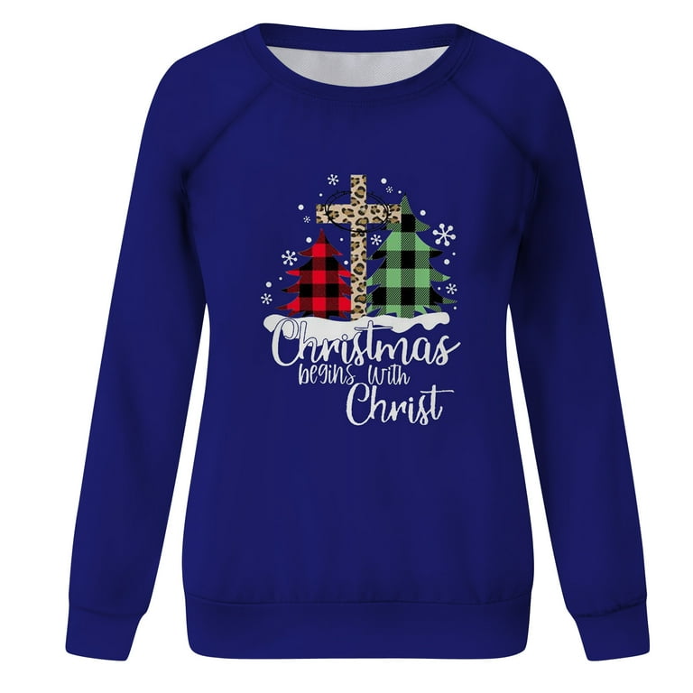 Frostluinai Ugly Christmas Sweaters For Women Funny Cute Reindeer Plus Size  Pullover Shirt Christmas Clearance Items For Women,Womens Casual Printing