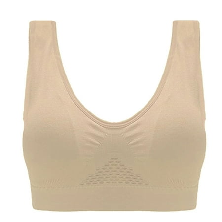 

Lovskoo Women Comfortable Bra Wireless Sports Full Figure Push-Up Bralette with Support Nude Plus Size Ladies Traceless Comfortable Brassiere Breathable Beige