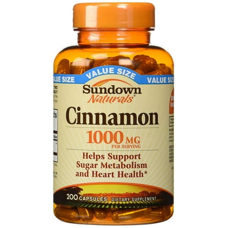 Sundown Naturals Cinnamon 1000 mg. 200 Capsules (2 Bottles of 200)
