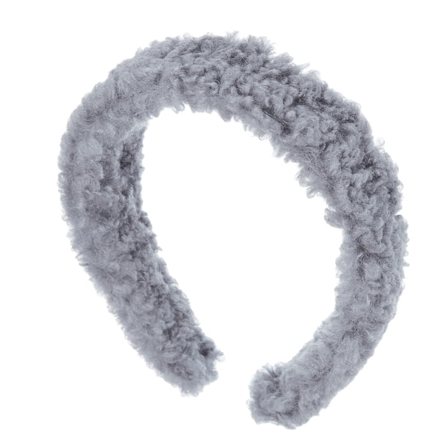 Diadema esponjosa y suave de Unique Bargains, banda para el cabello de color sólido para mujeres, diadema de lana de cordero gris