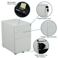 thumbnail image 6 of BizChair Modern 3-Drawer Mobile Locking Filing Cabinet with Anti-Tilt Mechanism and Hanging Drawer for Legal & Letter Files, White, 6 of 15