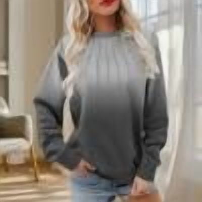 Arnsht Women's Fashion Printed Long Sleeve Sweatshirt Tops Crew Neck Pleated Dressy Casual Blouses T Shirts Fall Clothes Gray L