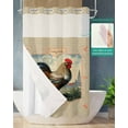 thumbnail image 2 of No Hook Shower Curtain with Snap in Liner, Farm Rooster Retro Animal Theme Hotel Shower Curtains for Bathroom, Washable Shower Curtain Liner Set with Mesh Top Window, 36"x72", 2 of 6