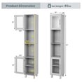 thumbnail image 3 of Bathroom Tall Storage Cabinet, Kitchen Floor Cabinet with 2 Open Shelves and Storage Compartments with Tempered Glass Doors, 13 x 12 x 71 inches (Grey), 3 of 3