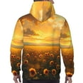 thumbnail image 7 of Pofeuu Sunflower Sunset Rainfall Print Mens Casual Hooded Collar Drawstring Hoodies Pullover Sweatshirts Casual Long Sleeve Shirts-Large, 7 of 7