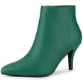 thumbnail image 1 of Botines De Punta Estrecha Cremallera Y Tacón De Aguja Para Mujer Verde_1 37.5, 1 of 6