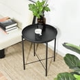 thumbnail image 3 of Buro Mesa de Centro Blanca con Bandeja Mesa Auxiliar de Metal,Negro FurnitureR Moderno, 3 of 6