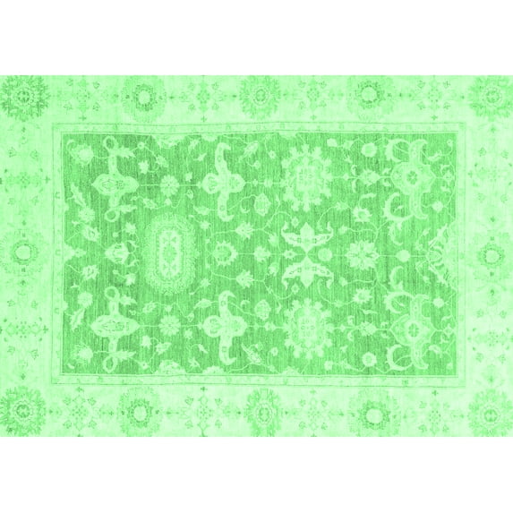 Ahgly Company Indoor Rectangle Abstract Emerald Green Modern Area Rugs, 7' x 9'
