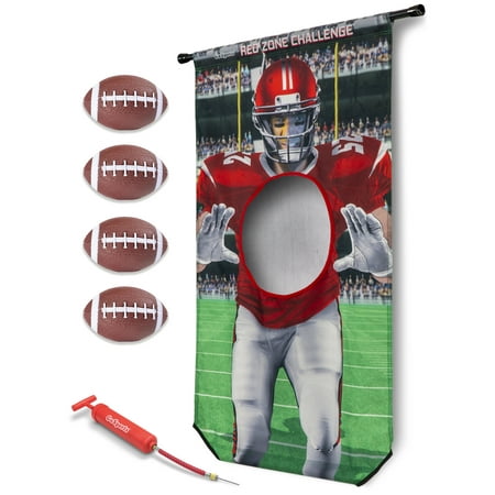 

GoSports Red Zone Challenge | Includes Universal Door Frame Tension Rod 4 Inflatable Footballs and Ball Pump