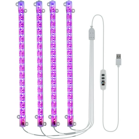

Yous Auto LED Plant Grow Light Strips Full Spectrum for Indoor Plants with Auto ON / Off Timer Dimmable Levels Sunlike Grow Lamp for Hydroponics Succulent 4Pack Red&Blue