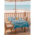 thumbnail image 2 of 60x84 Inch Outdoor Tablecloth with Umbrella Hole Zipper Rectangle Turquoise Boho Flowers Rectangular Tablecloths Outside Waterproof Retro Ethnic Abstract Floral Art Patio Table Cover for Picnic Party, 2 of 8