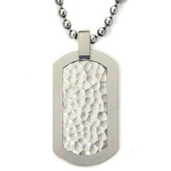 Titanium Kay Titanium Hammered Brushed Finish Military Style Dog Tag Pendant with 24" Bead Chain