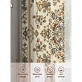 thumbnail image 7 of Boho Floral Semi Sheer Curtains 72 Inch Length 2 Panels Set, Modern Abstract Ethnic Tribal Patterns Sheer Kitchen Curtain Privacy Voile Window Curtain for Living Room Bedroom Rod Pocket Drapes, 7 of 7