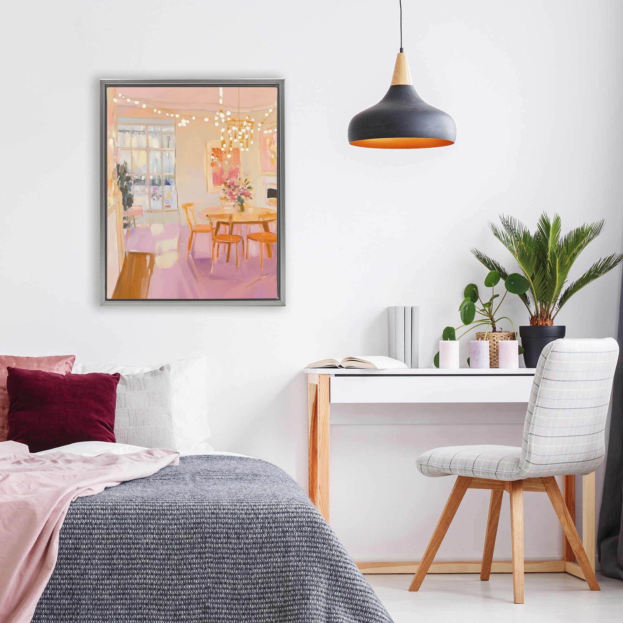 Stupell Industries Warm & Inviting Dining Room Gray Framed Floater Canvas Wall Art, design by The Prints Vibe