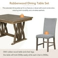 thumbnail image 4 of Royard Oaktree Solid Wood 7-Piece Dining Table Set with 6 Upholstered Chairs, Extendable Rectangular Dining Table with Movable Leaf, Mid-Century Kitchen Table Set for 6, Golden Brown+Gray Cushion, 4 of 7