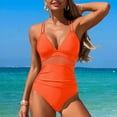 thumbnail image 2 of Puntoco Swimsuit for women Women's One Piece Swimsuit Crisscross Tummy Control Bathing Suit High Waisted Ruched Classic Retro Swimwear Orange 16-18(XL), 2 of 8