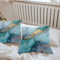 thumbnail image 6 of Throw Pillow Covers 20x20 Inch Set of 2, Marble Teal Waterproof Outdoor Pillow Covers, Modern Ink Painting Abstract Golden Art Decorative Cushion Pillowcases for Couch, Sofa, Bed, Garden, Patio, 6 of 9