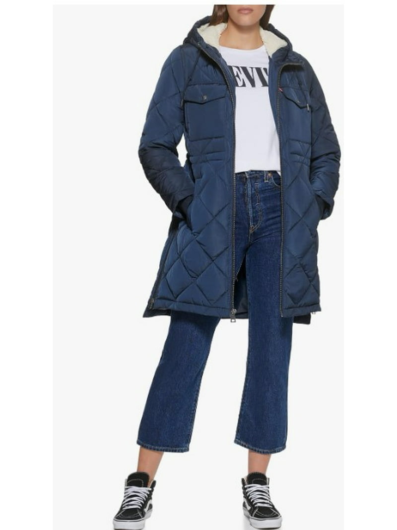 Levi's Women's Soft Sherpa Lined Diamond Quilted Long Parka Jacket