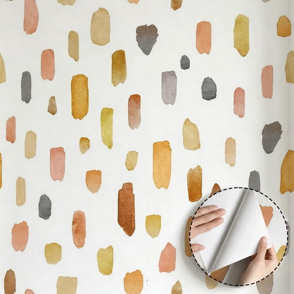 Abstract Watercolor Brushstroke Wallpaper, Modern Minimalist Aesthetic, Peel and Stick Wallpaper, Waterproof Home Decor for Living Room, Bedroom, Kitchen Cabinet, Drawer, 17.7 * 118 in