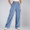thumbnail image 3 of Cargo Sweatpants for Women 2026 Fall Winter Elastic High Waist Wide Straight Leg Casual Loose Sweat Pants with Pockets, 3 of 8