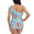thumbnail image 5 of Picia I Am A Fan Popcorn Pattern Women's One Piece Swimsuits,One Shoulder Swimwear Asymmetric ,Ruffle Monokinis Bathing Suits,High Waisted Flattering Bathing Suits-XX-Large, 5 of 8